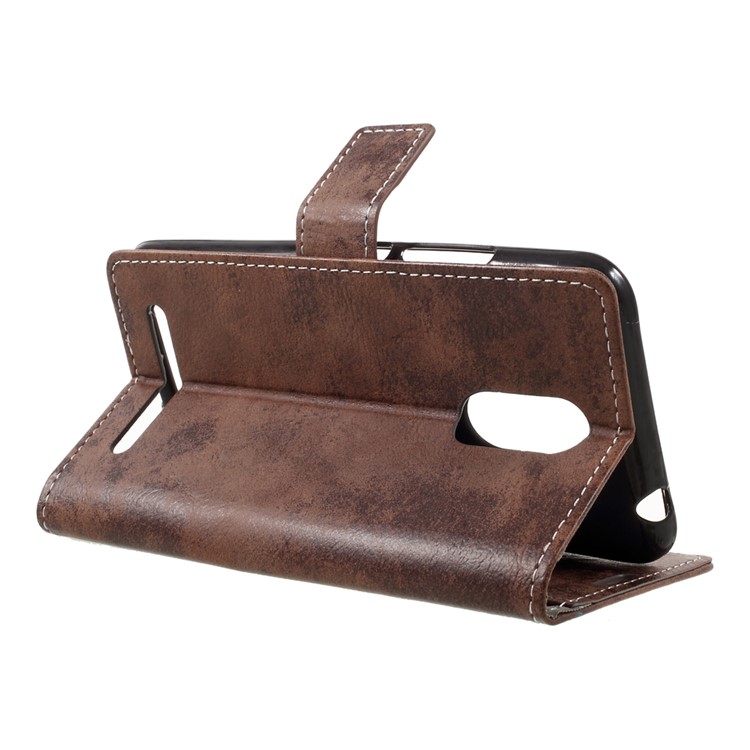 Retro Style Leather Wallet Flip Protective Cover Case for ZTE Blade A602 - Brown-5