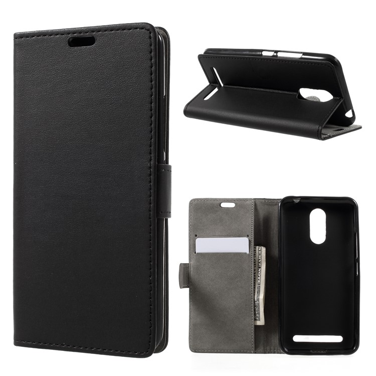 For ZTE Blade 602 Wallet Stand Leather Cell Phone Case Cover - Black-1