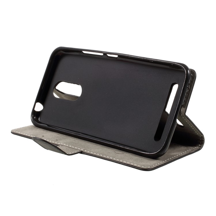 For ZTE Blade 602 Wallet Stand Leather Cell Phone Case Cover - Black-4