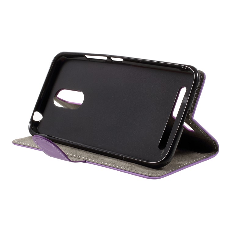 Wallet Stand Leather Protection Phone Accessory for ZTE Blade 602 - Purple-4