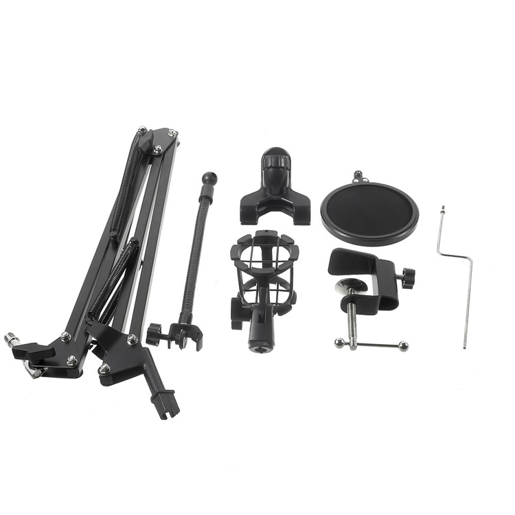 Desktop Recording Microphone Stand Studio Boom Arm with Phone Clamp for Broadcasting/ Phone Karaoke-11