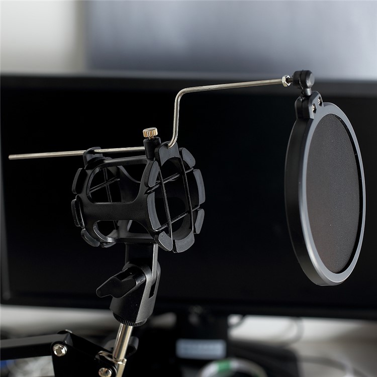 Desktop Recording Microphone Stand Studio Boom Arm with Phone Clamp for Broadcasting/ Phone Karaoke-9