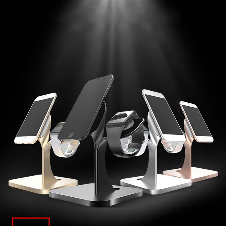 Nano Micro Suction Bracket Aluminum Alloy Desktop Stand for Apple Watch, iPhone, Samsung etc. - Black-15