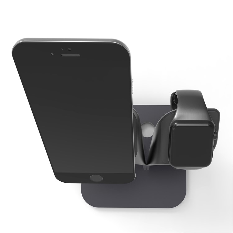 Nano Micro Suction Bracket Aluminum Alloy Desktop Stand for Apple Watch, iPhone, Samsung etc. - Black-3