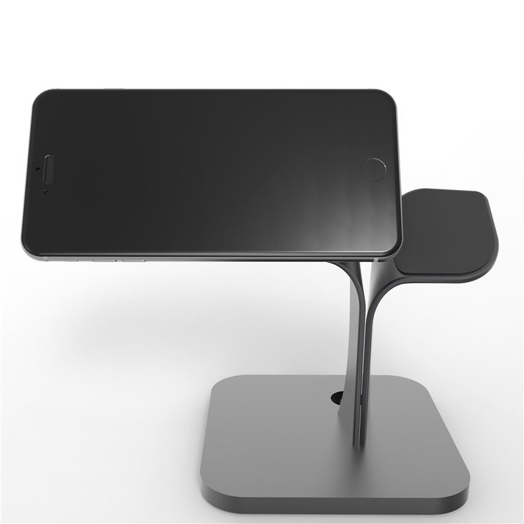 Nano Micro Suction Bracket Aluminum Alloy Desktop Stand for Apple Watch, iPhone, Samsung etc. - Black-6