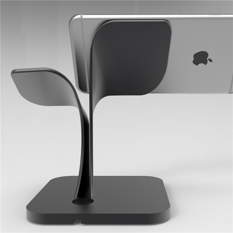 Nano Micro Suction Bracket Aluminum Alloy Desktop Stand for Apple Watch, iPhone, Samsung etc. - Black-8