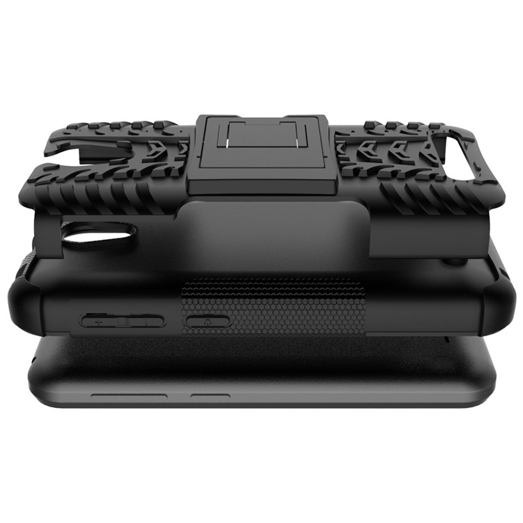 Tyre Pattern Kickstand PC + TPU Hybrid Case Accessory for ZTE Blade L110 - Black-10