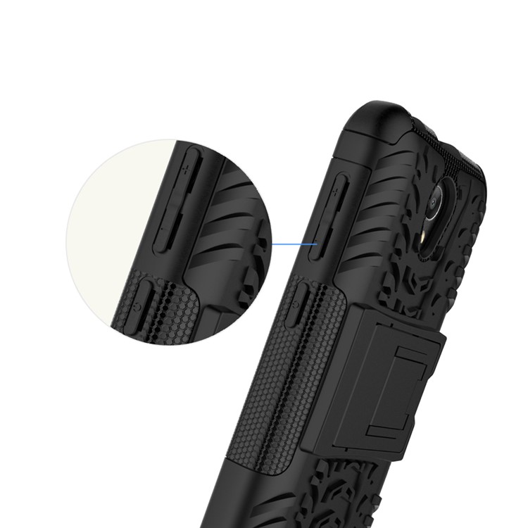 Tyre Pattern Kickstand PC + TPU Hybrid Case Accessory for ZTE Blade L110 - Black-11