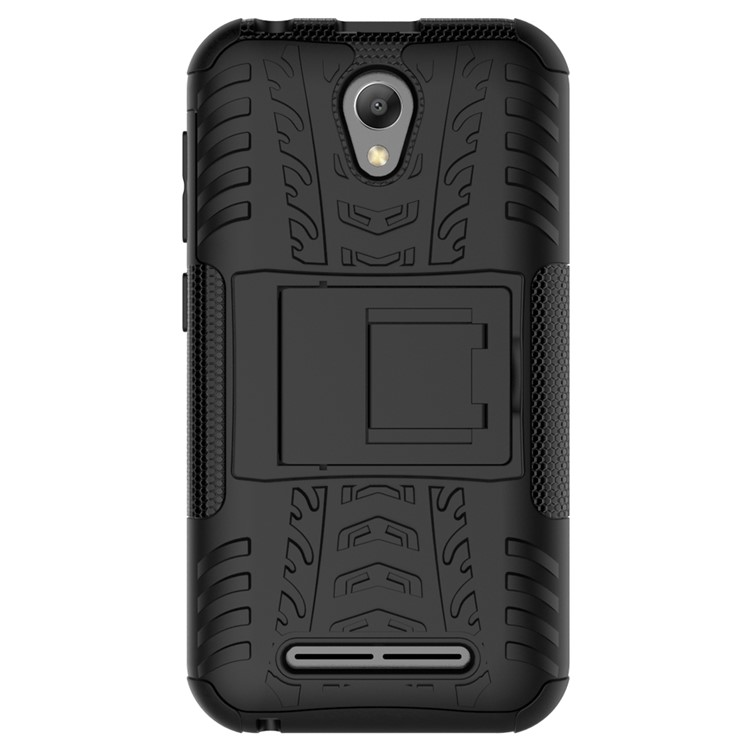 Tyre Pattern Kickstand PC + TPU Hybrid Case Accessory for ZTE Blade L110 - Black-3