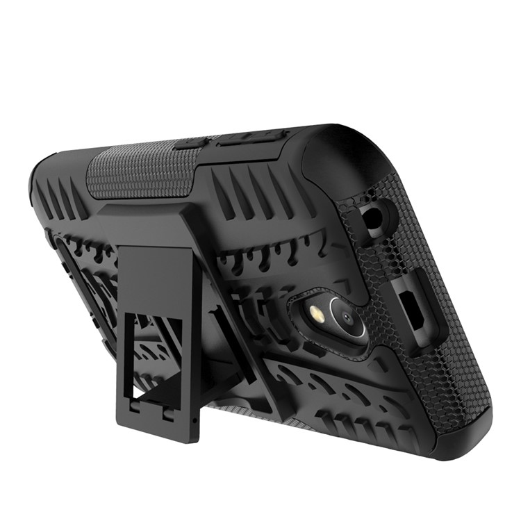 Tyre Pattern Kickstand PC + TPU Hybrid Case Accessory for ZTE Blade L110 - Black-8