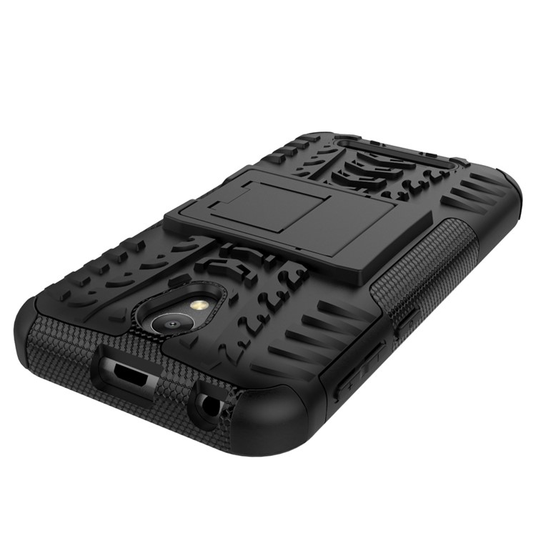 Tyre Pattern Kickstand PC + TPU Hybrid Case Accessory for ZTE Blade L110 - Black-9