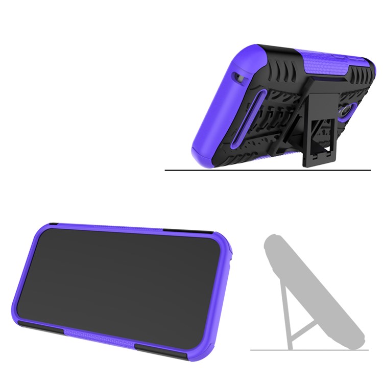 For ZTE Blade L110 2-in-1 Tyre Pattern Kickstand PC + TPU Mobile Cover - Purple-2