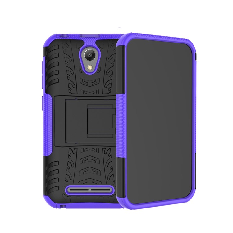 For ZTE Blade L110 2-in-1 Tyre Pattern Kickstand PC + TPU Mobile Cover - Purple-3