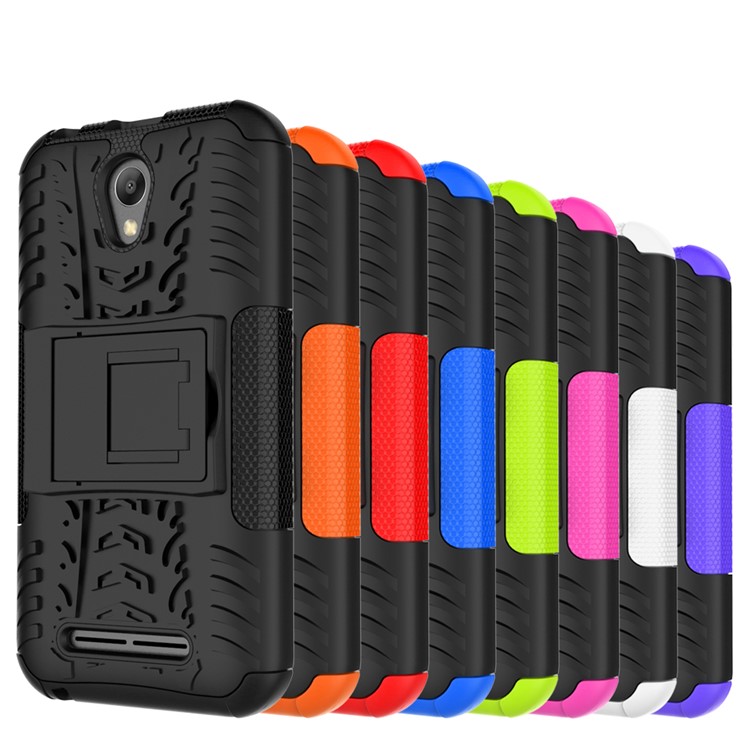 For ZTE Blade L110 2-in-1 Tyre Pattern Kickstand PC + TPU Mobile Cover - Purple-5