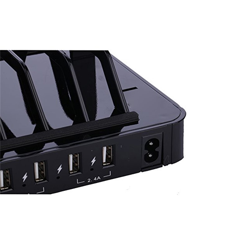 6-Port USB Desktop Charging Station Apple Watch Charger Dock Mount - Black / EU Plug-12