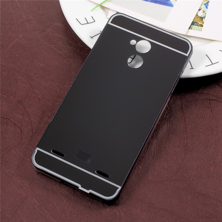 Slide-on Plating Metal Bumper Mirror-like PC Phone Case for ZTE Blade V7 Lite - Black-1