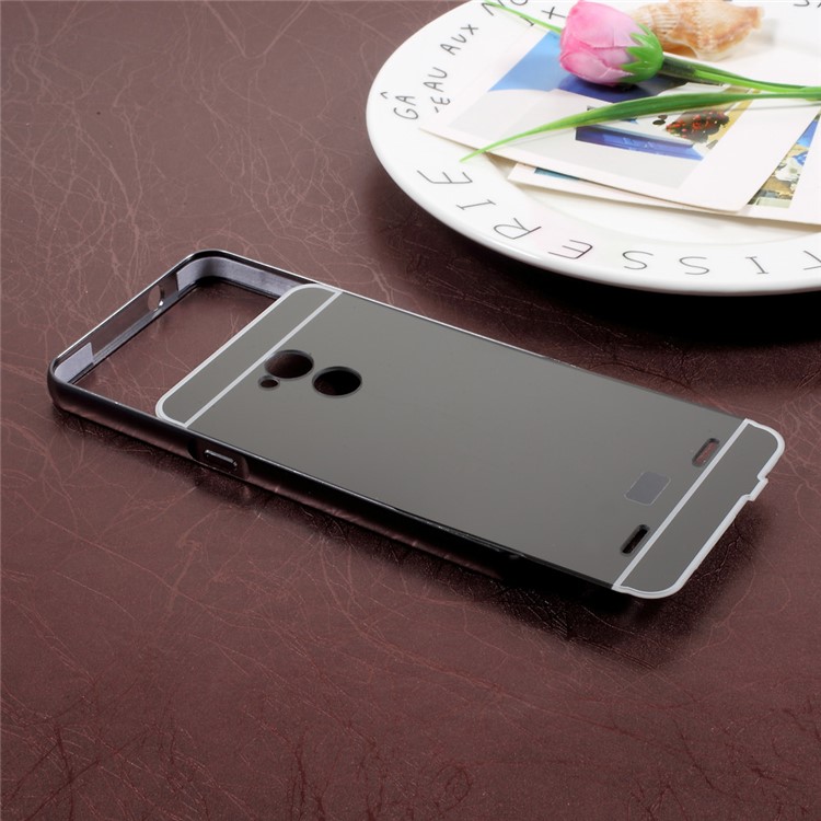 Slide-on Plating Metal Bumper Mirror-like PC Phone Case for ZTE Blade V7 Lite - Black-3