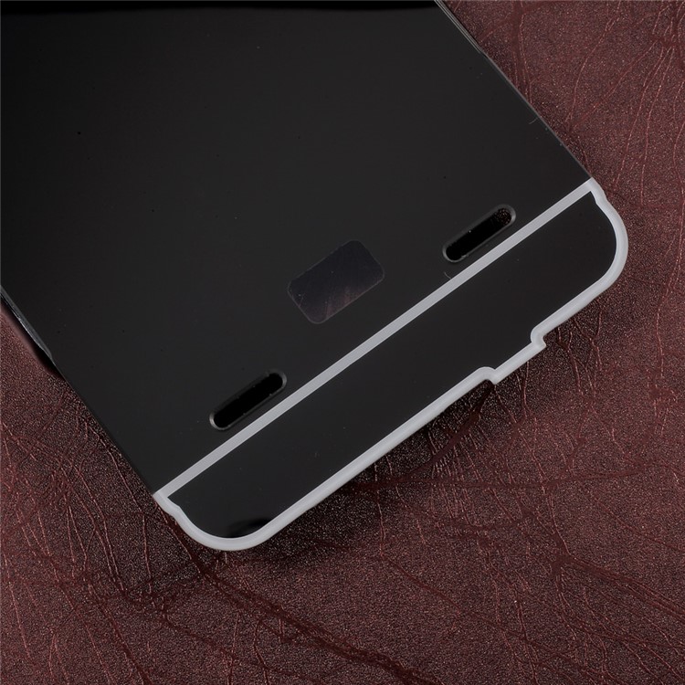 Slide-on Plating Metal Bumper Mirror-like PC Phone Case for ZTE Blade V7 Lite - Black-6