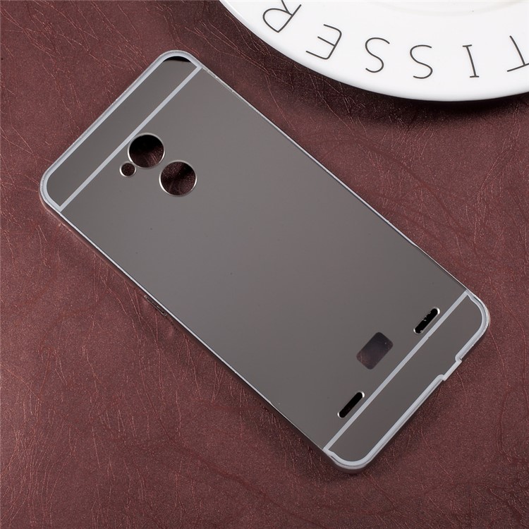 Sliding Plated Metal Bumper Mirror-like PC Back Cover for ZTE Blade V7 Lite - Silver-2