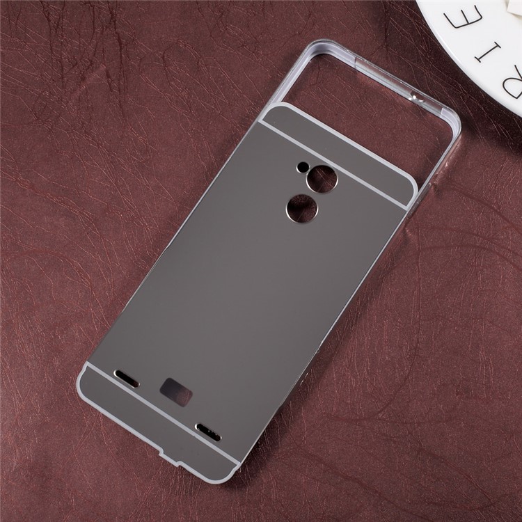 Sliding Plated Metal Bumper Mirror-like PC Back Cover for ZTE Blade V7 Lite - Silver-4