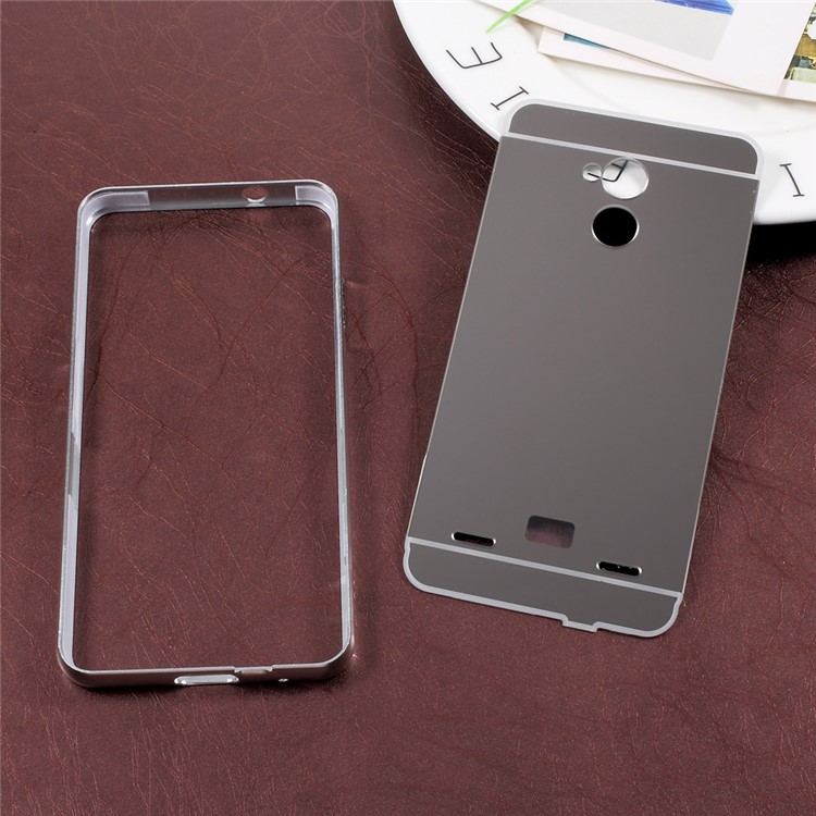 Sliding Plated Metal Bumper Mirror-like PC Back Cover for ZTE Blade V7 Lite - Silver-6