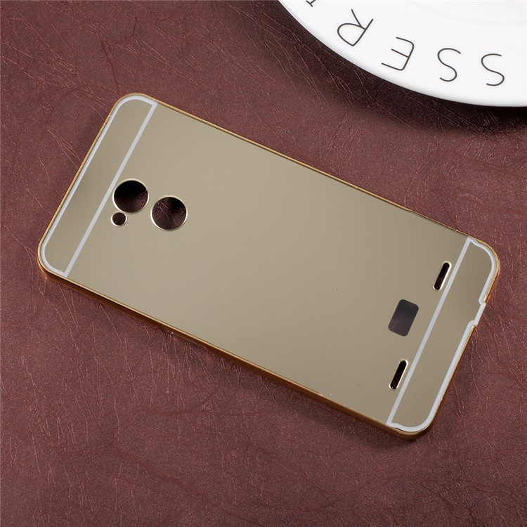 Sliding Plated Metal Bumper Mirror-like PC Shell for ZTE Blade V7 Lite - Gold-2