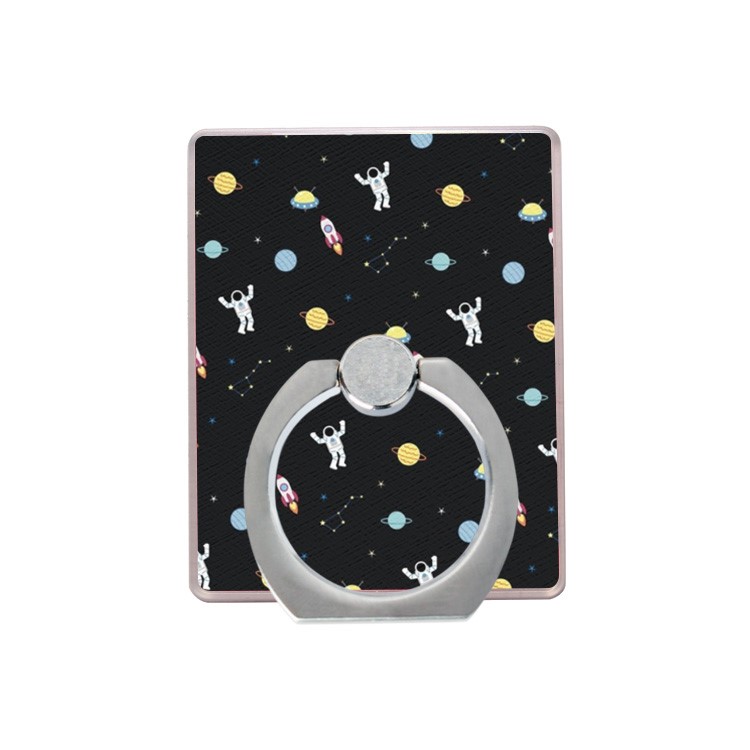 Patterned Ring Phone Holder Desktop Stand for Samsung S8, Huawei P10 etc. - Astronauts and Planets-1