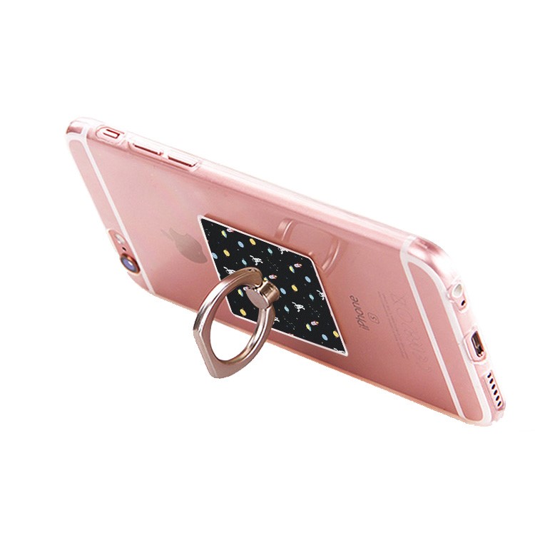 Patterned Ring Phone Holder Desktop Stand for Samsung S8, Huawei P10 etc. - Astronauts and Planets-2