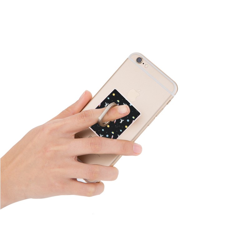 Patterned Ring Phone Holder Desktop Stand for Samsung S8, Huawei P10 etc. - Astronauts and Planets-3