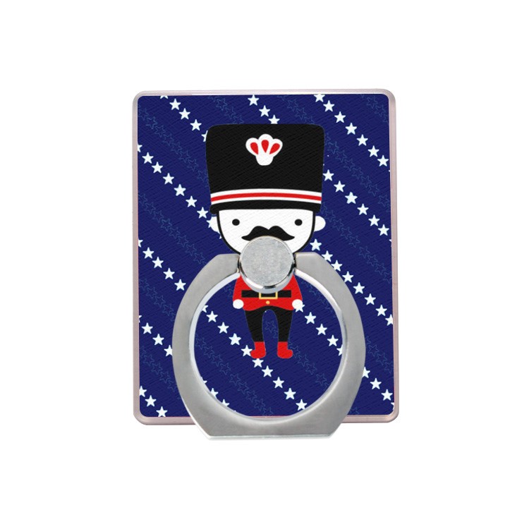 UK Royal Soldier Pattern Universal Finger Ring Kickstand for iPhone Samsung - Dark Blue-1