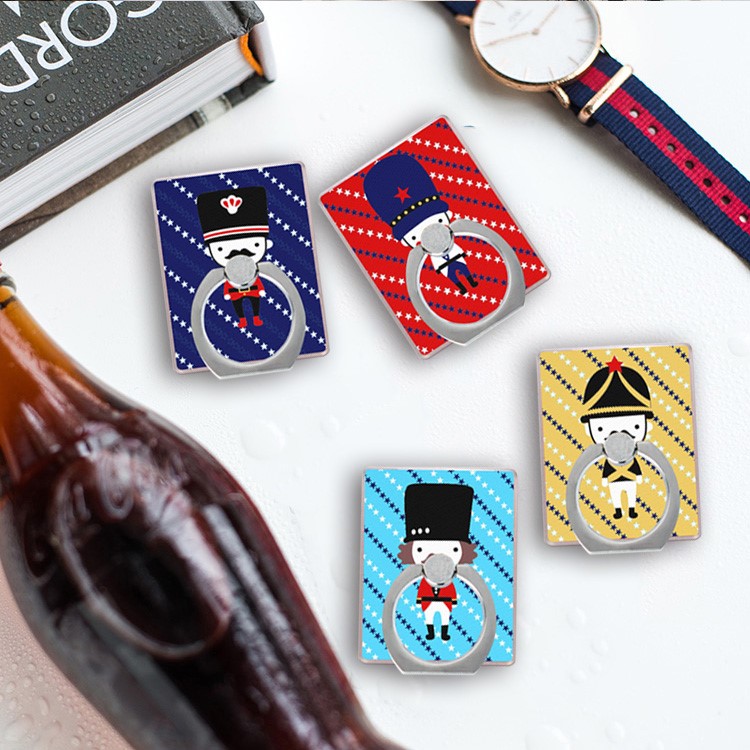 UK Royal Soldier Pattern Universal Finger Ring Kickstand for iPhone Samsung - Dark Blue-5