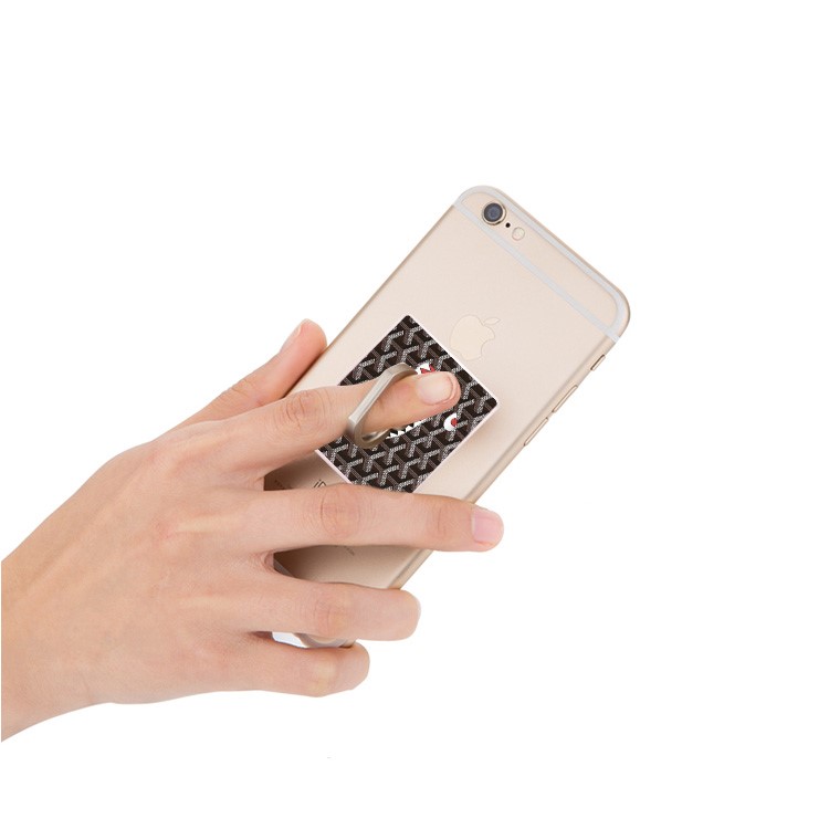 Ring Finger Grip Holder Desktop Mount Stand for iPhone Samsung Huawei - Shark Pattern / Brown-3