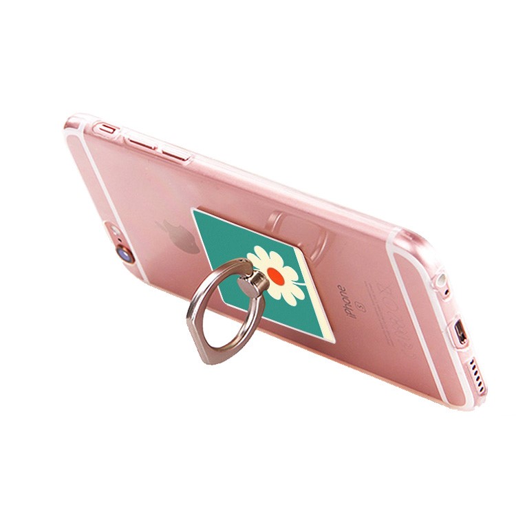 Universal 360-degree Rotating Finger Ring Kickstand for iPhone Samsung Huawei - Beautiful Flower-2