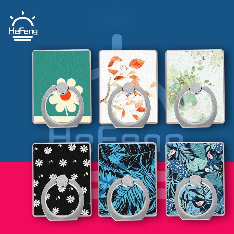 Universal 360-degree Rotating Finger Ring Kickstand for iPhone Samsung Huawei - Beautiful Flower-4
