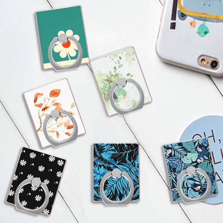 Universal 360-degree Rotating Finger Ring Kickstand for iPhone Samsung Huawei - Beautiful Flower-5