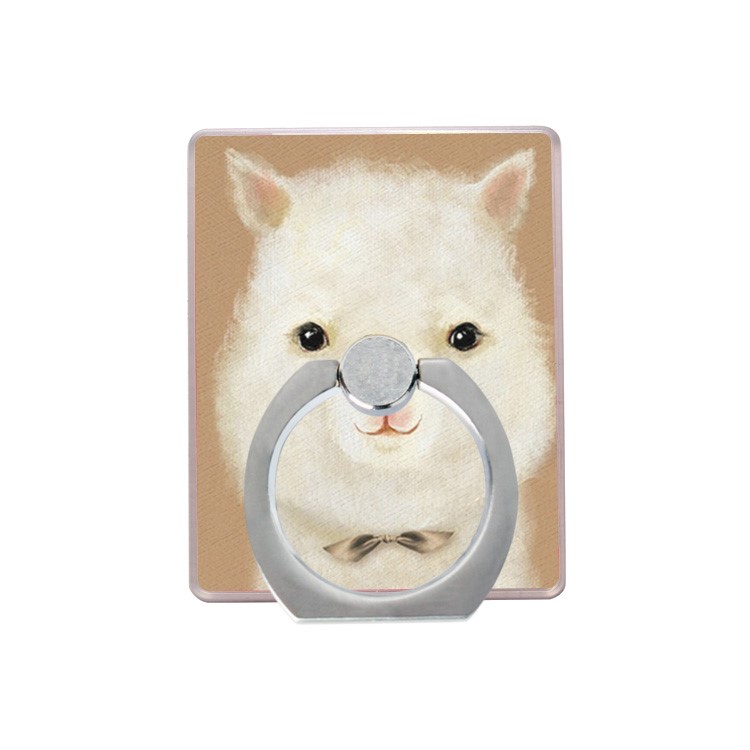 Rabbit Pattern 360-Degree Rotating Cell Phone Ring Stand Holder for iPhone Samsung Huawei - Brown-1