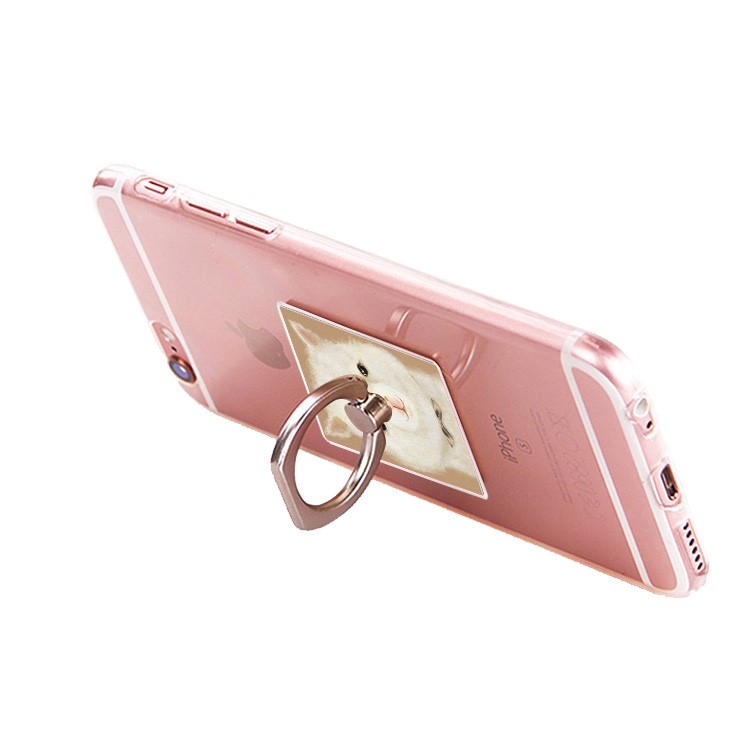 Rabbit Pattern 360-Degree Rotating Cell Phone Ring Stand Holder for iPhone Samsung Huawei - Brown-2