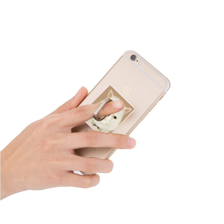 Rabbit Pattern 360-Degree Rotating Cell Phone Ring Stand Holder for iPhone Samsung Huawei - Brown-3