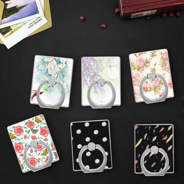 Universal Finger Ring Kickstand for iPhone Samsung - Pear Flower-5