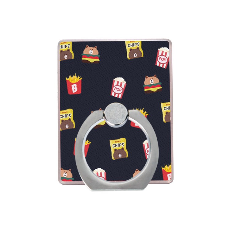 Bear Pattern Universal Mobile Phone Ring Stand Holder for iPhone Samsung Huawei - Black-1