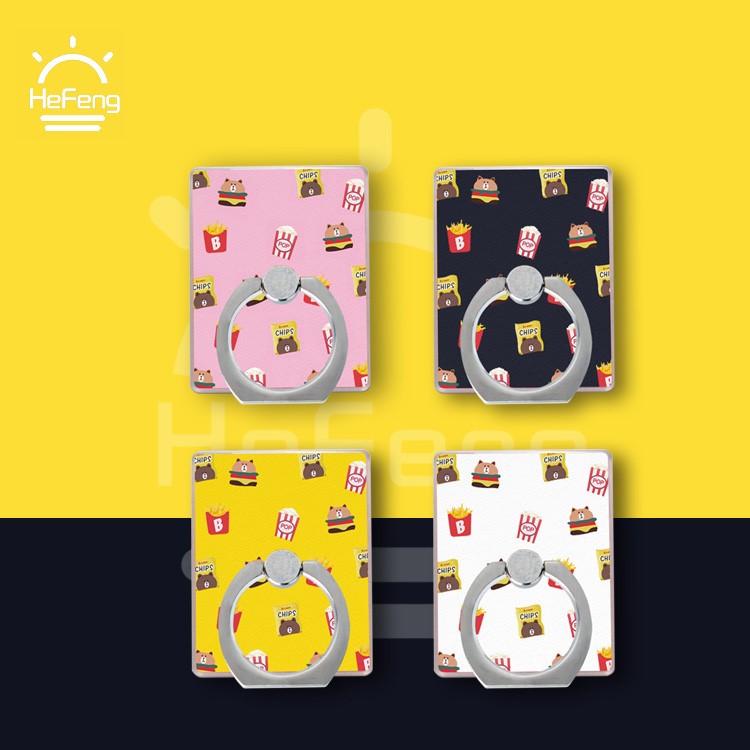 Bear Pattern Universal Mobile Phone Ring Stand Holder for iPhone Samsung Huawei - Black-4