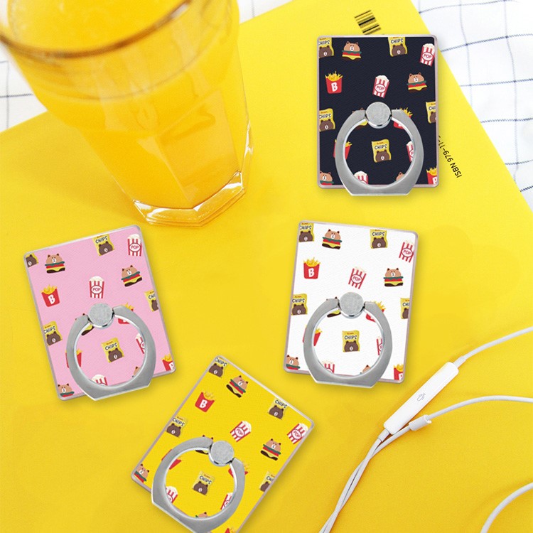 Bear Pattern Universal Mobile Phone Ring Stand Holder for iPhone Samsung Huawei - Black-5