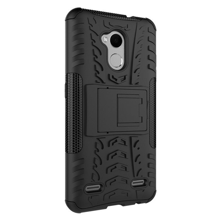 2-in-1 Tyre Pattern Kickstand Detachable PC + TPU Protector Cover Case for ZTE Blade V6 Plus - Black-10