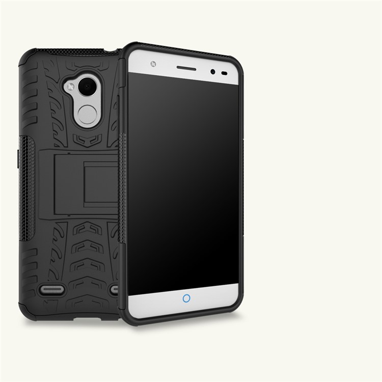 2-in-1 Tyre Pattern Kickstand Detachable PC + TPU Protector Cover Case for ZTE Blade V6 Plus - Black-12