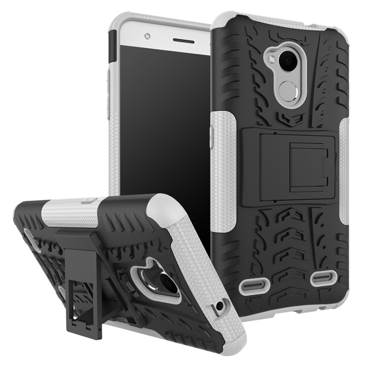2-in-1 Tyre Pattern Kickstand Detachable PC + TPU Protector Cover Case for ZTE Blade V6 Plus - Black-13