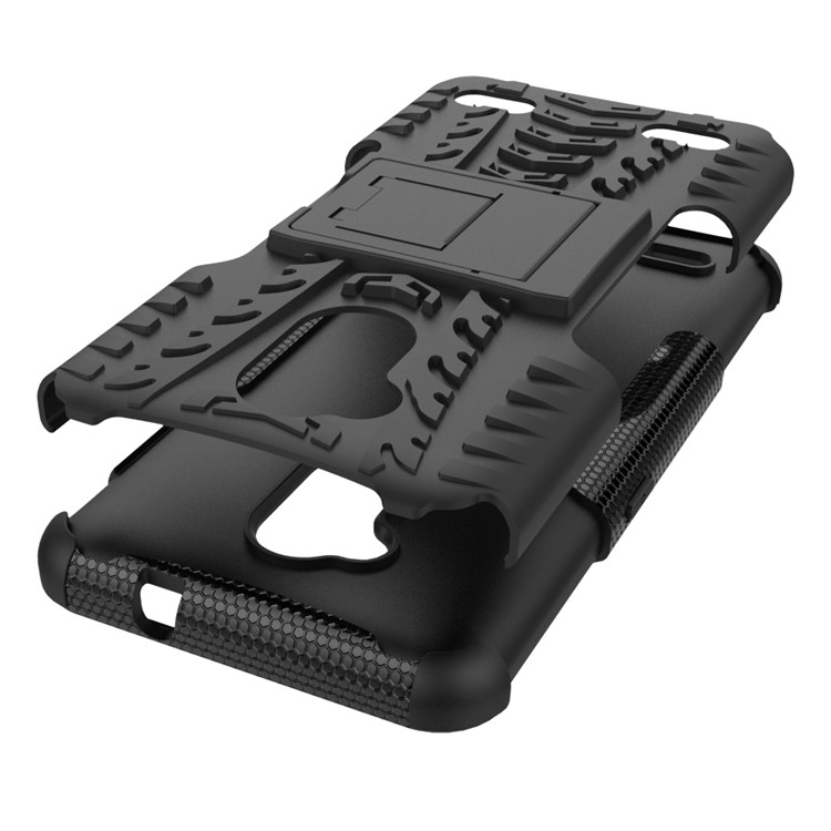 2-in-1 Tyre Pattern Kickstand Detachable PC + TPU Protector Cover Case for ZTE Blade V6 Plus - Black-6