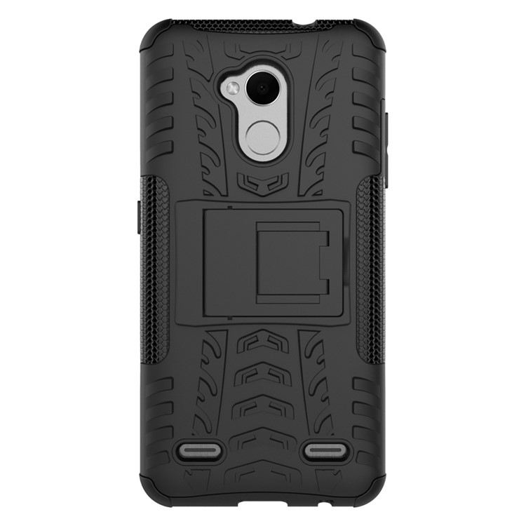 2-in-1 Tyre Pattern Kickstand Detachable PC + TPU Protector Cover Case for ZTE Blade V6 Plus - Black-9