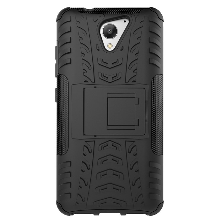 2-in-1 Tyre Pattern Kickstand PC + TPU Hybrid Phone Case for ZTE Blade A510 - Black-10