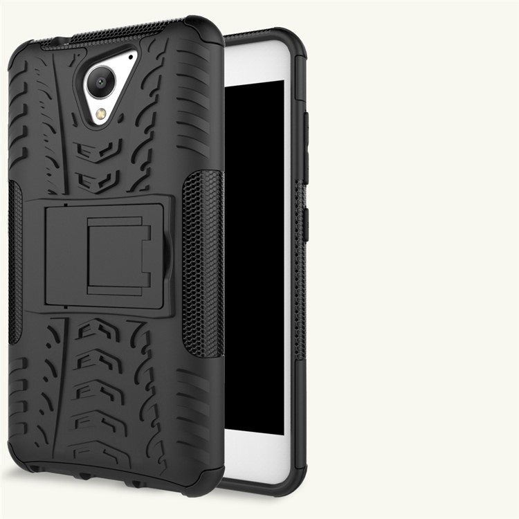2-in-1 Tyre Pattern Kickstand PC + TPU Hybrid Phone Case for ZTE Blade A510 - Black-11