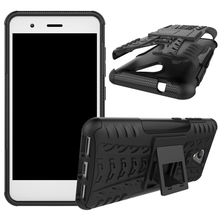 2-in-1 Tyre Pattern Kickstand PC + TPU Hybrid Phone Case for ZTE Blade A510 - Black-2